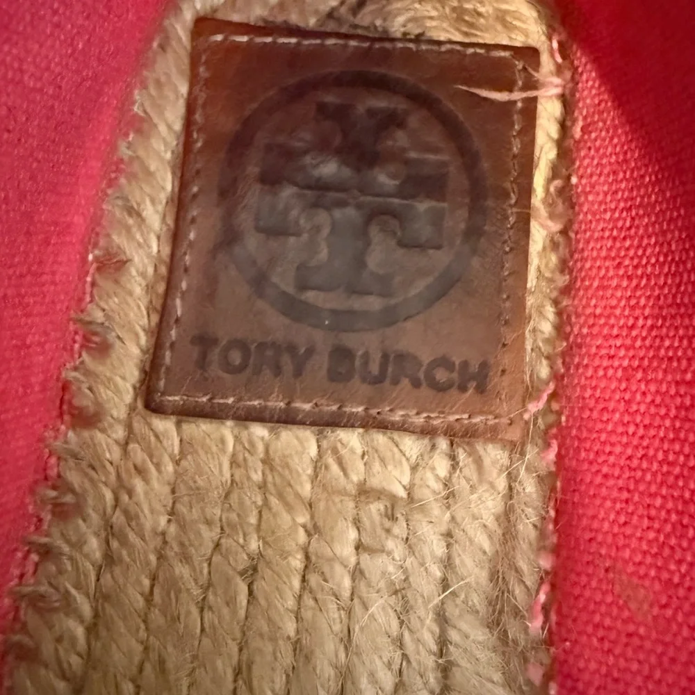 TORY BURCH Ballet Espadrilles in Lipstick Pink and Navy Blue Flats Size 6